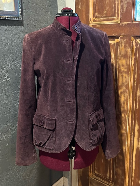 Cache Jackets & Blazers - Vintage Cache’ Plum Suede Genuine Leather Stand-Collar Blazer